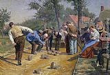 Remy Cogghe Playing Boules iin a Flemish Village painting